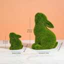 2pcs Easter Rabbit Resin Statues, one Large and one Small, Gazing lovingly at Each Other; Outdoor Patio Sculptures, Unique Easter Spring Home Decor Gifts (Green)