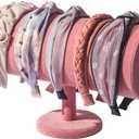 T-Bar Headband Holder Organizer for Show, Soft Velvet Hairband Stand Display, Hair Hoop Accessories Jewelry Storage for Home Bedroom (Peach Velvet)