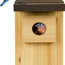 Natures Way Cedar Bluebird & Cavity Nesting House, Predator Guard, Ventilated Design & Easy Access Clean-Out Panel, Natural Wood