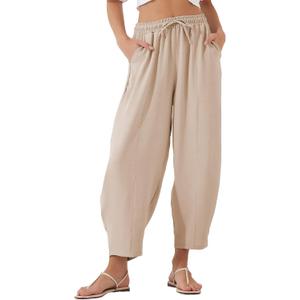 EVALESS Women's High Waisted Wide Leg Palazzo Trousers (Beige, M)
