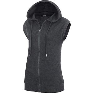 GIVON Women's Lightweight Hooded Vest Sleeveless 1/4 Zip Pullover Casual Hoodie Sweatshirt with Pockets, XL