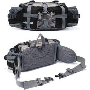VISCNE Outdoor Fanny Pack Hiking Fishing Waist bag 2 Water Bottle Holder Lumbar Pack (Black)