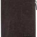 Eco Cork Friendly RFID Blocking Wallet Bi-fold Card Holder Vertical Wallet With Zippered Coin Purse & ID Window (Brown)