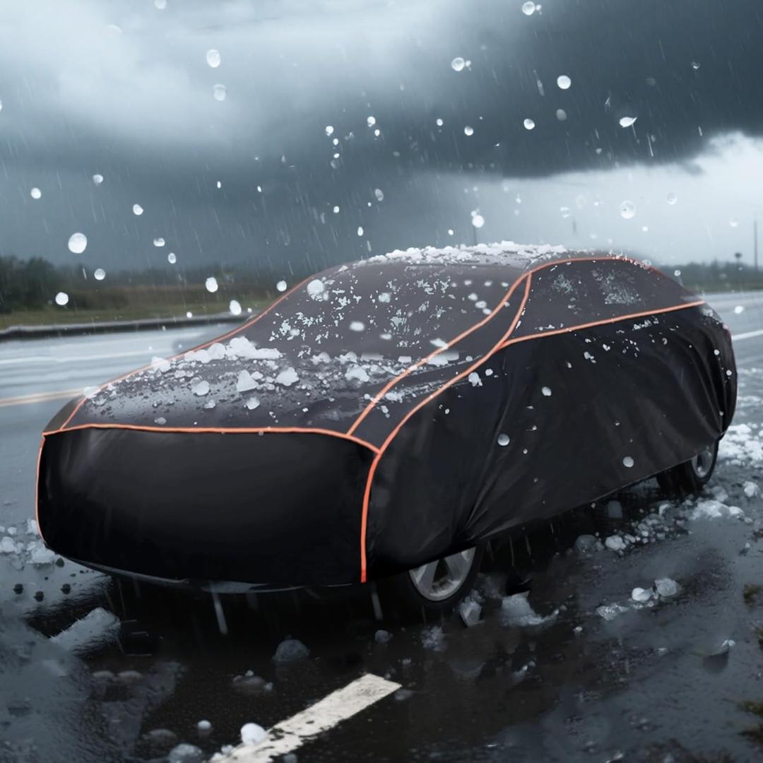 Hail Protector Car Cover, Thickened Multi-Layered EVA Car Hail Protector Size A1 Fit for Nissan Versa, Kia Rio, Hyundai Accent, Audi TT, Porsche 718, BMW Z4, etc (UP to 177 inch) Black
