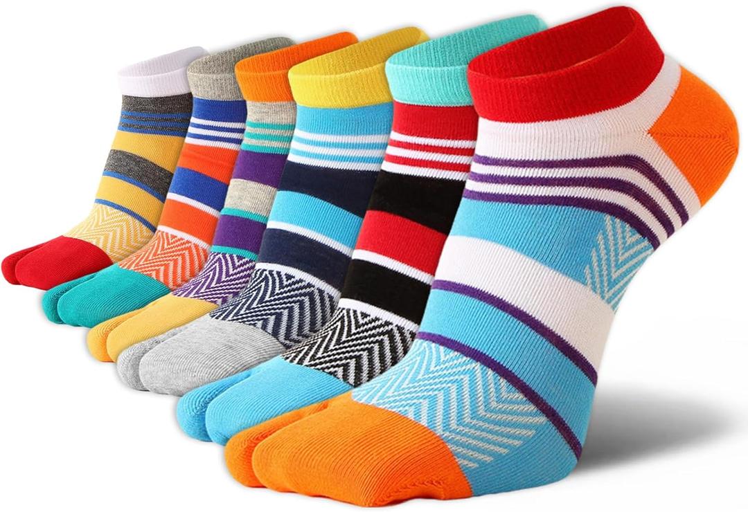 Tabi Socks Athletic Cotton Crew Length Quarter Ankle Two Toe for Women and Men (6-11, Geometric Low Cut 6 Pair)