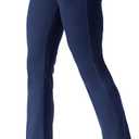 VOOVEEYA Womens Straight Leg Leggings, High Waisted Yoga Pants with Pockets Tummy Control Bootcut Casual Dress Pants (XX-Large, Navy Blue)