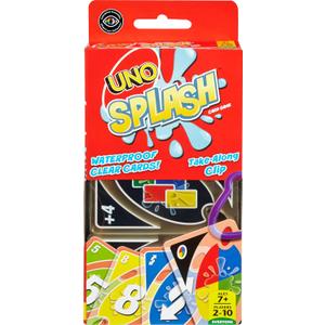Mattel Games UNO Splash Card Game with Waterproof Cards and Portable Clip for Travel, Camping and Game Nights Away