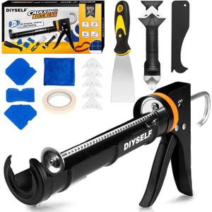 DIYSELF Caulk Gun Kit 9 Pack Professional Caulking Gun Caulk Remover Tool Kit Silicone Gun Sealant Finishing Tool Grout Scraper Hand Caulking Gun for Bathroom Kitchen Window Sink Tile Sealing