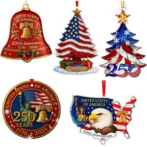 5 Pcs 250 Anniversary US Merchandise America Patriotic Decorations 4th of July US Ornament Acrylic 250th Birthday Gifts Fourth of July Decor