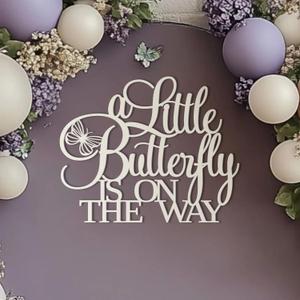 A Little Butterfly Is On The Way Baby Shower Party Sign for Backdrop,Wooden Floral Bridal Shower Decor for Butterfly Theme Wedding Engagement Bachelorette Party Decorations