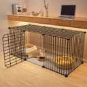 Indoor Cat Cage, Metal Wire Cat Enclosure, Family Cat Kennel, Single Layer, for Small Space (Black)