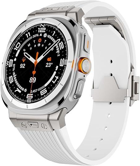 Compatible with Samsung Galaxy Watch Ultra Band 47mm，Durable Metal Connector with Soft Silicone Sport Strap for Men Women，Rugged Galaxy Watch Ultra Breathable Bands