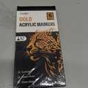 JusArt 6 Pack Gold Permanent Markers, 0.7mm Fine Point Gold Acrylic Markers for Rock Painting, Art Projects, Ceramic, Glass, Wood, Metal, Fabric, DIY, Ideal Gold Paint Pen for Art Supplies