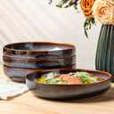 theterra 8.5'' Ceramic Pasta Bowls, Salad Bowls Set of 4, Stoneware Serving Bowls for Fruits, Noodle, Dinner, House-warming Wedding Present, Coca Mocha