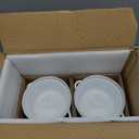 LE TAUCI French Onion Soup Bowls, 28 oz Ceramic Soup Crocks with Handles & Silicone Lids, Oven & Microwave Safe Containers for Meal Prep & Leftovers, Lead & Cadmium Free, Set of 4, White