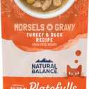 Natural Balance Original Ultra Platefulls Indoor Adult Grain Free Wet Cat Food, Turkey & Duck Recipe, 3 Ounce Pouch (Pack of 24), BBD 03/20/2026