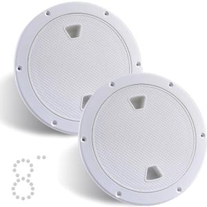 2 Pcs Boat Hatch 4" 6" 8" Round Non-Slip Inspection Hatch,Deck Plates for Boats,Detachable Cover, Suitable for Ships, RV, Outdoor Facilities,ABS Plastic,Attached Screw