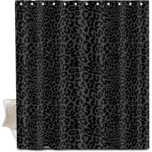 Shower Curtain for Bathroom, Cute Shower Curtain Sets with 12 Hooks, Waterproof Fabric Bath Curtain for Home, 72Wx72H Luxury Black Leopard