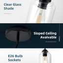 Black Pendant Lights - Glass Pendant Lights Kitchen Island - Hanging Light Fixture for Kitchen Island Dining Room H-7010-BKCL-R