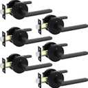 goldenwarm Black Door Handles Interior, Matte Black Privacy Interior Door Handle, Heavy Duty Zinc Alloy Indoor Door Levers for Bedroom, Bathroom, (6 Pack)