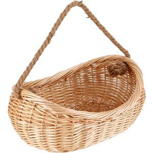 JJSQ Wicker Woven Basket with Jute Rope Handle Garden Harvest Basket Wicker Storage Baskets for Picnic, Easter, Organizing, Gathering Vegetables, Large 17" x 12" x 5"
