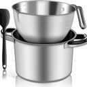Large Double Boiler Pot Set,3500ML/3.1QT Mixing Bowl for Chocolate Melting, 5000ML/ 4.5QT 304 Stainless Steel Pot With Silicone Spatula for Melting Chocolate, Candy, Candle, Soap, Wax