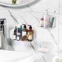 Diesisa 3pc Acrylic Wall Mount Organizer, Adhesive Clear Shower Caddies,Acrylic Soap Basket for Wall,No Drilling Hang Walls,with Self Adhesive Tape, for Bathroom, Kitchen, Living Room