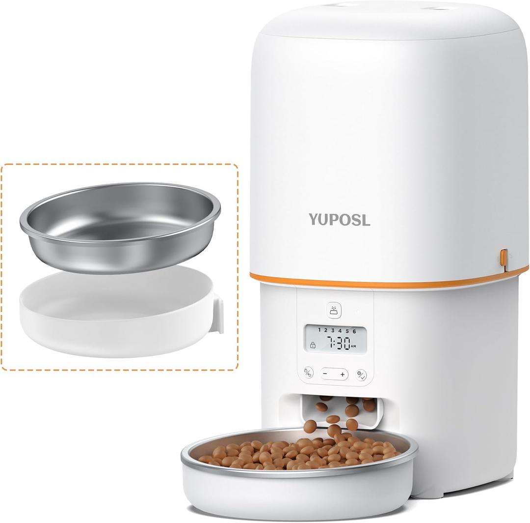 2025 Upgraded Automatic Cat Feeder - 4L Timed Auto Pet Feeder for Cat and Dog with Dry Food Dispenser, 180-day Battery Life, 1-6 Meals Per Day, 1-16 Portion, Desiccant Bag Keeps Food Fresh (White)