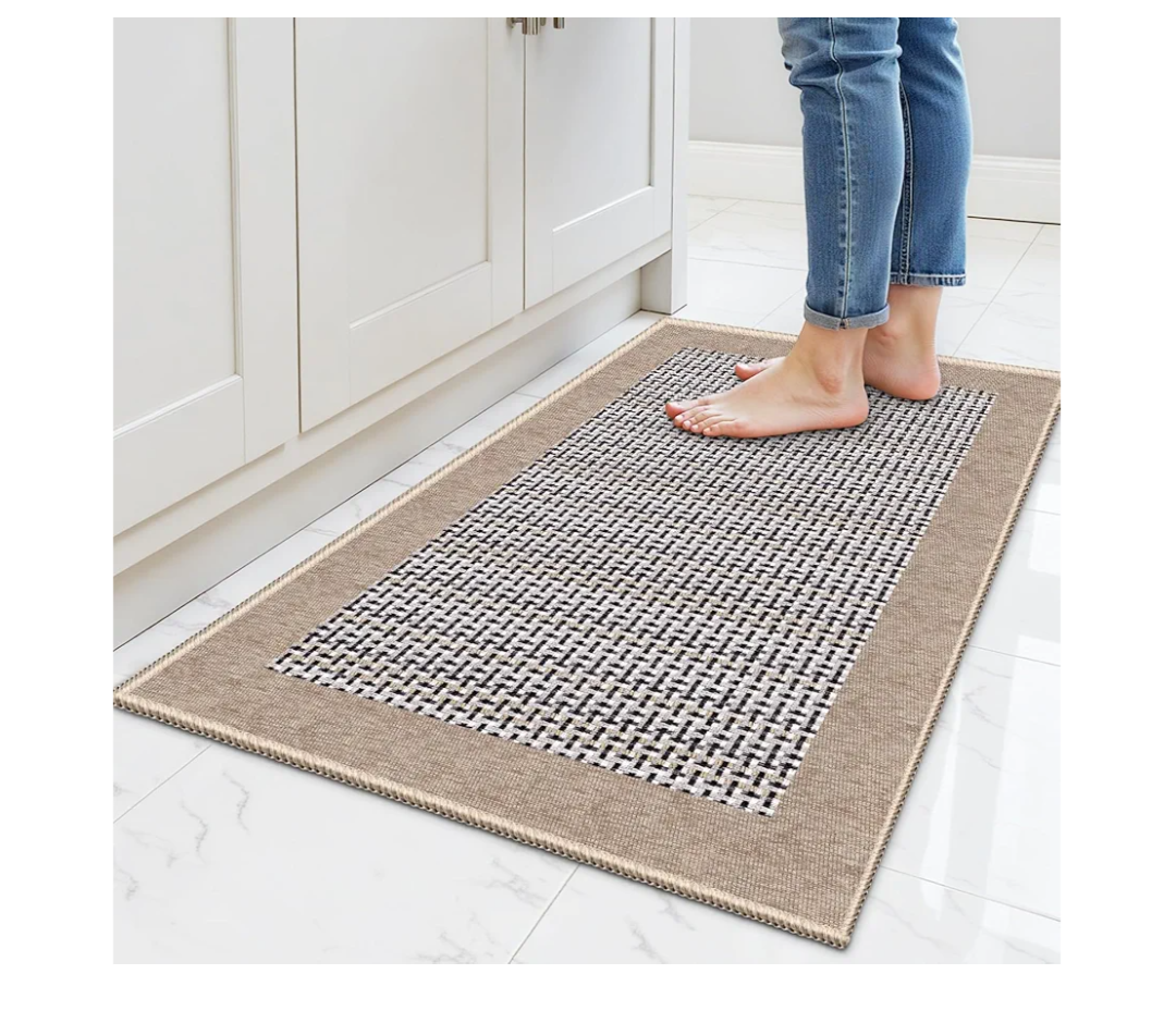 StepRite Kitchen Rugs, Kitchen Mats for Floor, 32"x20" Non-Slip Machine-Washable Kitchen Throw Rug, Absorbent Kitchen Runner Rugs Office, Sink Standing Desk Mat, Decor Carpet, Khaki