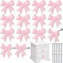 MorningRo Pink Bow Drawer Knobs Matel Bow Knobs for Dresser Coquette Room Decor Vintage Dresser Handles Cabinet Drawer Pulls for Home Bedroom Kitchen Hardware Cupboard(11 Pcs,Pink,Fashion Style)