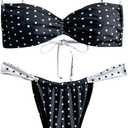 MakeMeChic Women's Polka Dots Bikini Set Tie Back Thong Summer Bathing Suit Swimsuit Multicolor Small