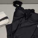 YUNAR Women Retro Deep Plunging One Piece Monokini Swimwear with Sarong 2 Pcs Set (Large, Black)