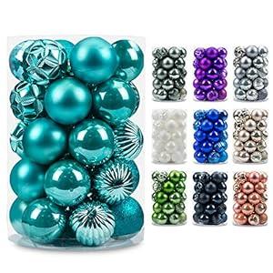 AMS 1.57''/ 40mm 34ct Christmas Ball Mini Ornaments Party Decorations Shatterproof Festival Pendant Hangings(Teal)