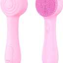 Facial Cleansing Brush Silicone Face Scrubber Waterproof Rechargeable Exfoliator Massage Device for Men & Women, Deep Pore Cleansing, Exfoliating, Removing Blackhead Electric Face Scrub Brush (Pink)