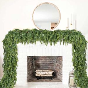 Christmas Cedar Garland for Christmas - Artificial Realistic Cypress Pine Greenery Garland for Mantel, Fireplace, Table Centerpiece Home Indoor Outdoor Holiday Party Decoration (Light Green)