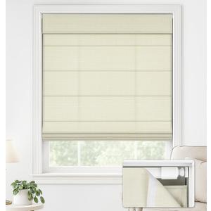 LazBlinds No Drill Roman Shades for Windows, Cordless Light Filtering Window Shades with UV Protection, Polyester Fabric for Bedroom & Living Room, 31" W x 64" H, Cream