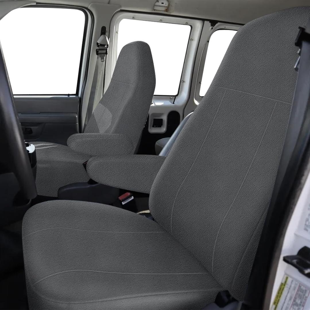 Custom-Fit Front Seat Covers Sets Replace for 1993-2008 Ford E-Series Van Captain Chairs Seats, Driver and Passenger Soft Dutch Velvet Composite Foam Lining Breathable Seat Cover Cushion