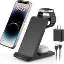 Wireless Charging Station, 3 in 1 Fast Wireless Charger Stand for Multiple Devices Apple Watch Ultra Series 10 9 8 7 6 SE 5 4 3 2, iPhone 16 15 14 13 12 11 Pro Max/Plus/Mini/X/XS/XR, Airpods Pro (Black)