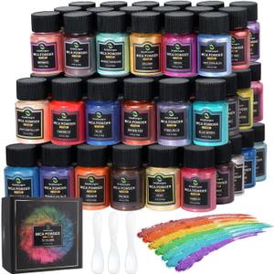 Smalltongue Mica Powder for Epoxy Resin, 72 Colors, 0.35 oz(10g) Bottles Mica Glitter, Mica Pigment for Lip Gloss, Soap Making, Bath Bomb, Art Crafts, Resin Dye, Nails