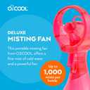 O2COOL Deluxe Handheld Battery Powered Water Misting Fan (Pink)