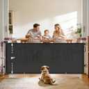 78" Retractable Extra Wide Baby Gates for Doorways, Long Mesh Dog Gate for Large Openings, Indoor Outdoor Pet Gate for Deck Porch Kitchens Hallways, 34" Height, Black