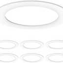 Sunco 6 Pack Goof Rings for 6 Inch Recessed Lights, Flush Mount White Can Light Trim Ring Cover, Outer Diameter 8.6 Inch, Inner Diameter 6.2 Inch, Paintable Surface, Matte Finish