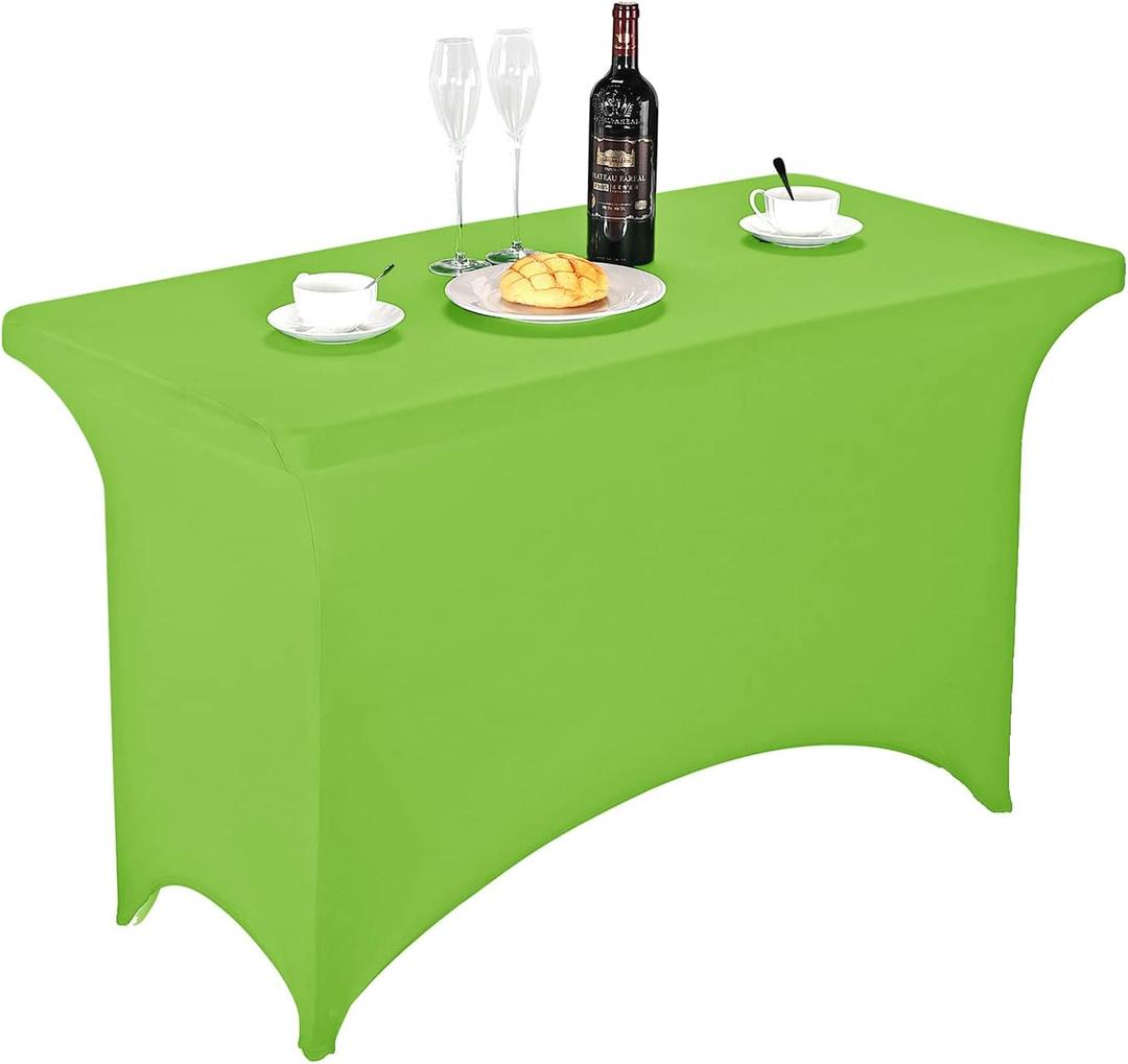 LZY Spandex Fitted Stretch Table Cover for 4ft or 6ft or 8ft Folding Table, Rectangular Cocktail Tablecloth, Perfect for Party or Banquet (Apple Green)
