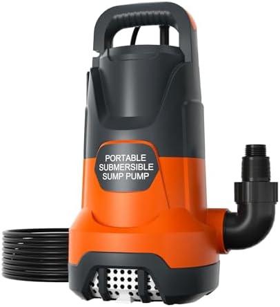 1.2HP Clean/Dirty Submersible Water Draining Pump 5000GPH Electric Portable Water Transfer Pumps