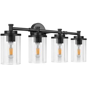 PHIXART Bathroom Light Fixtures Black Vanity Lights 4-Light Bathroom Vanity Light 30 Inches Vanity Lighting for Bathroom Wall Lamp for Mirror Farmhouse Vanity Lighting Fixtures for Hallway Wall