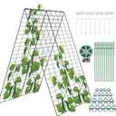 Amoskey Cucumber Trellis, Garden Trellis for Climbing Plants Outdoor, Foldable A-Frame Trellis, Cucumber Trellis for Raised Bed for Cucumbers, Peas, or Tomatoes (Green, Small Grid 48H*34''W)