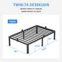 MAF 16 Inch Twin Bed Frames with Round Corner Legs Mattress Slide Stopper No Box Spring Needed Heavy Duty Metal Platform Bed Frame Under-Bed Storage Space, 3000 LBS Steel Slats Support