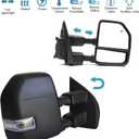 BOOLEE Towing Mirrors fit for 2017 2018 2019 2020 Ford F250 F350 F450 F550 Super Duty Turn Signal Light Temperature Sensor Heated Power Auxiliary Light Black Housing