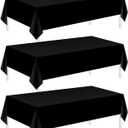 Childom 3 Pack Plastic Tablecloths for Rectangle Tables 54" x 108" Black Disposable Table Cloths for 6 to 8 Foot Tables Indoor or Outdoor Parties Birthday Wedding Christmas Anniversary Buffet Table