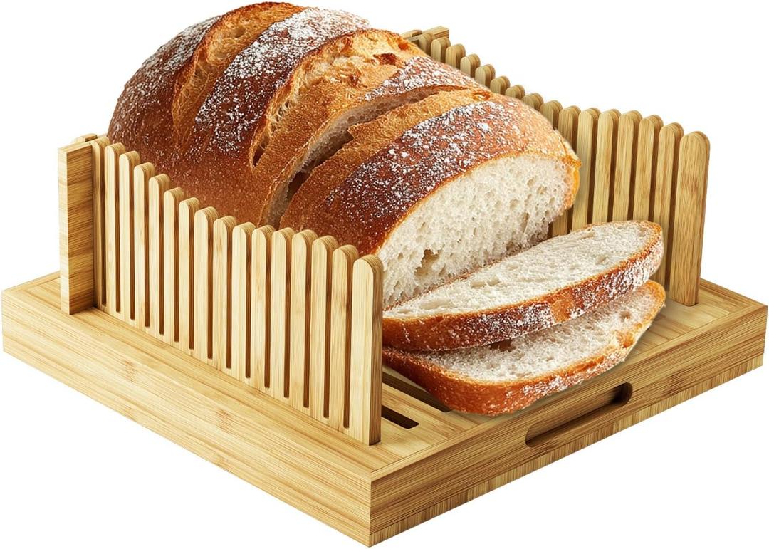 Bread Slicer for Homemade Bread, Bamboo Slicer and Cutter, 12.5" Adjustable Sourdough Bread Slicer, Wide Capacity for Artisan Loaves, Durable Baker's Gift